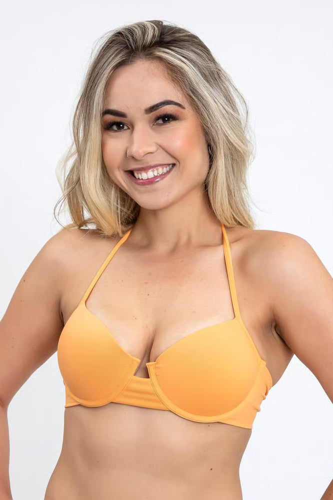 Top Biquíni Meia-Taça Laranja Claro