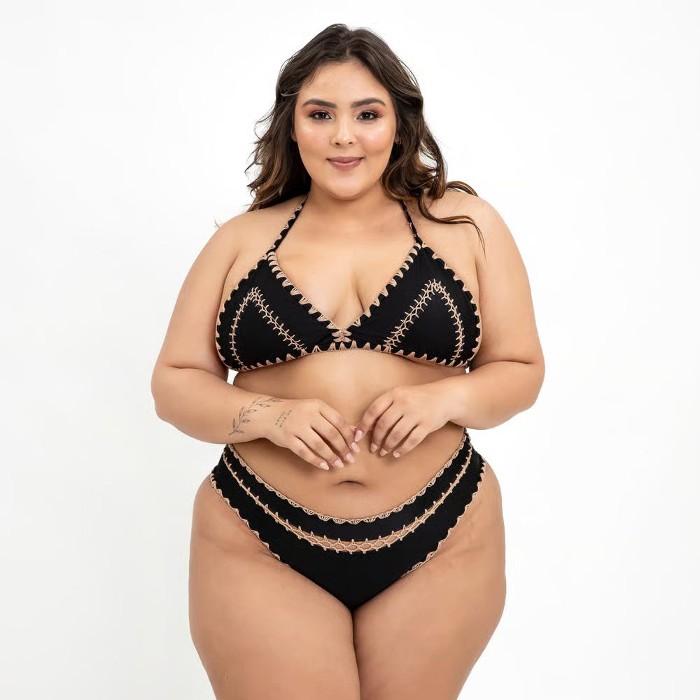 Top Biquíni Plus Size Boho Beach Preto