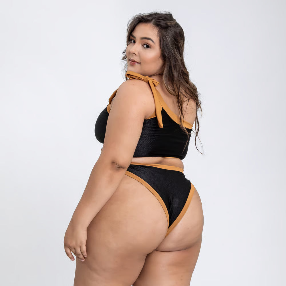 Top Biquíni Plus Size Cropped Clara Jakarta e Marrom