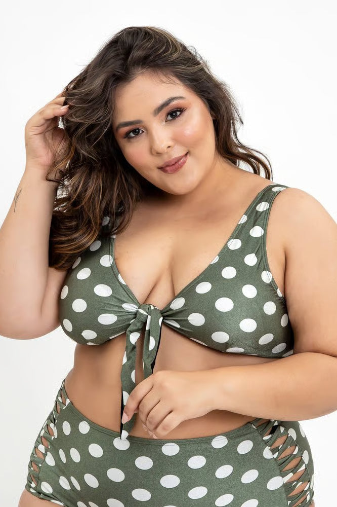 Top Biquíni Plus Size Cropped De Amarrar Poa Militar