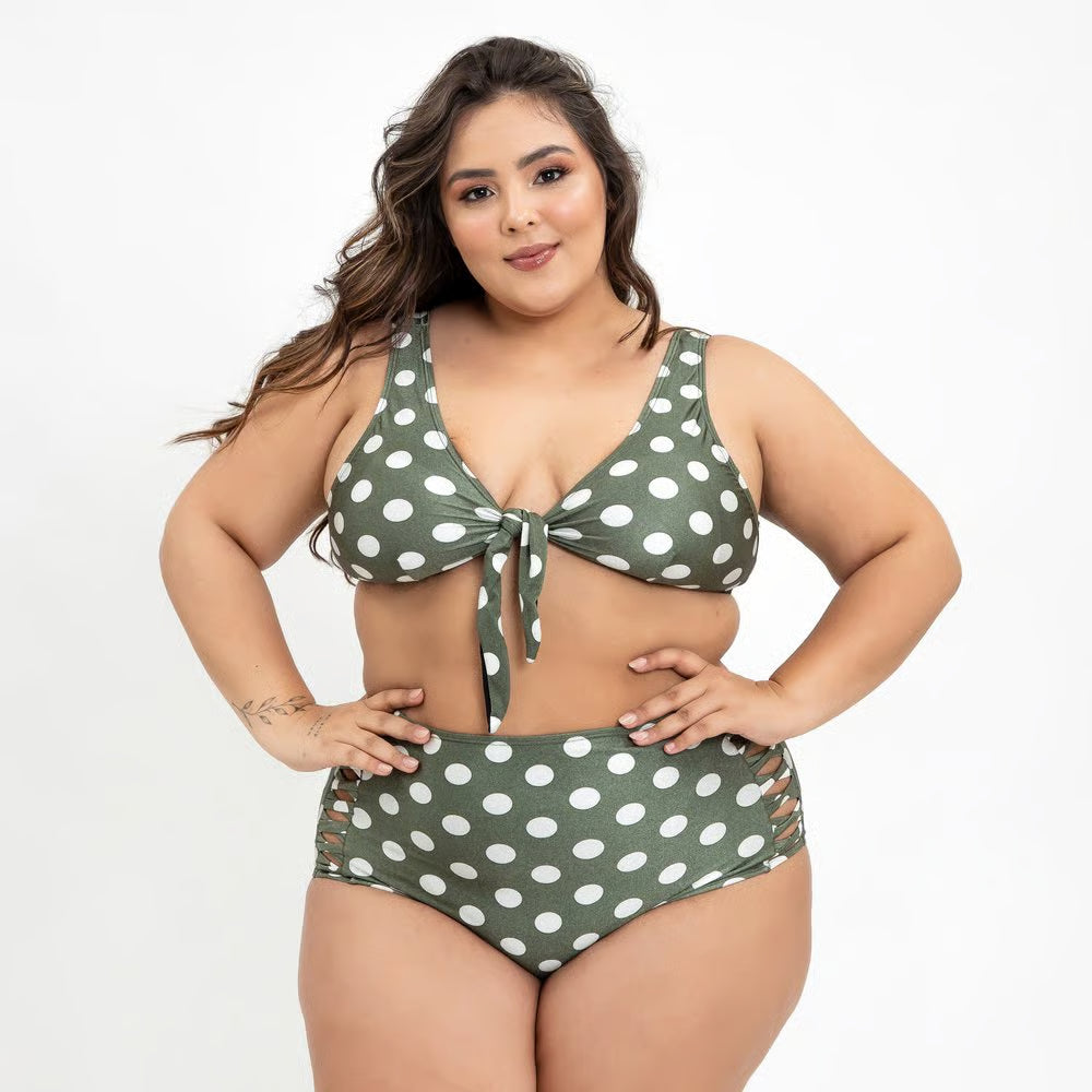 Top Biquíni Plus Size Cropped De Amarrar Poa Militar