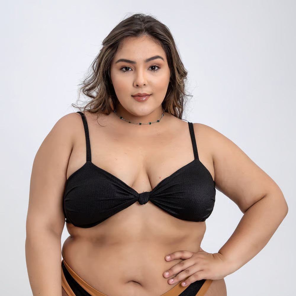 Top Biquíni Plus Size Cropped Drapeado Jakarta