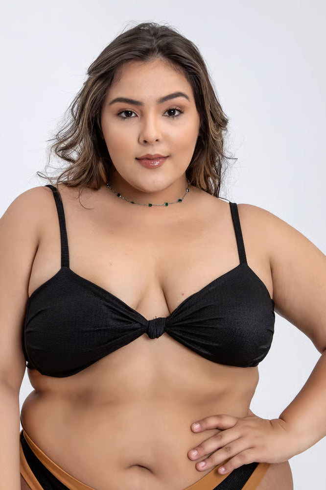 Top Biquíni Plus Size Cropped Drapeado Jakarta