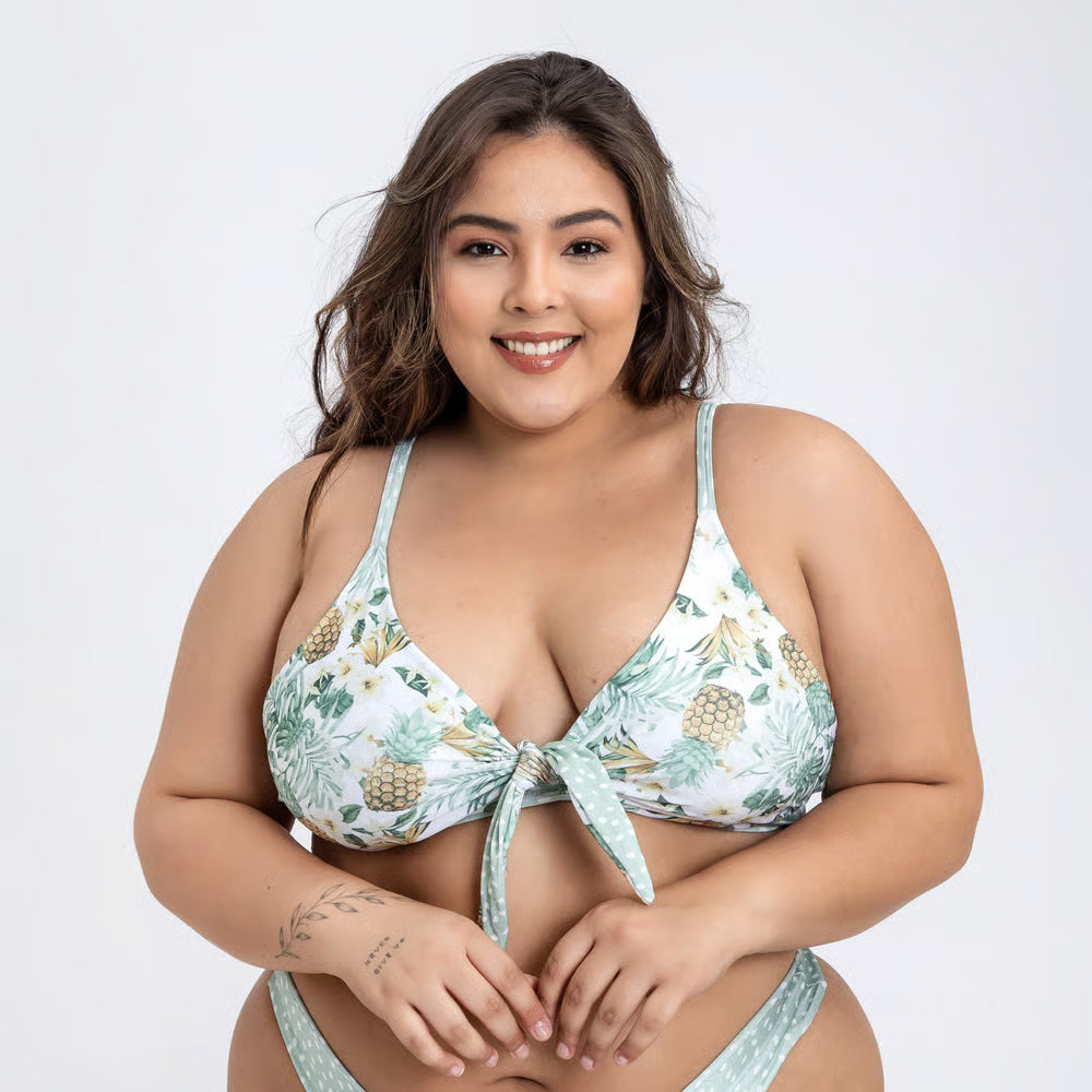 Top Biquíni Plus Size Cropped Maresia Abacaxi Viena