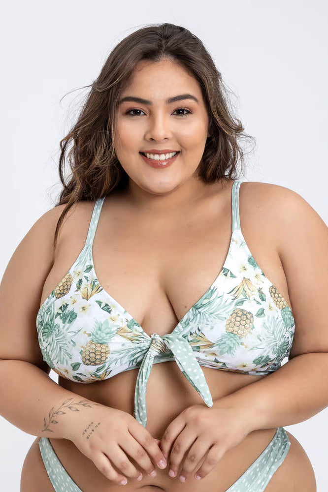 Top Biquíni Plus Size Cropped Maresia Abacaxi Viena