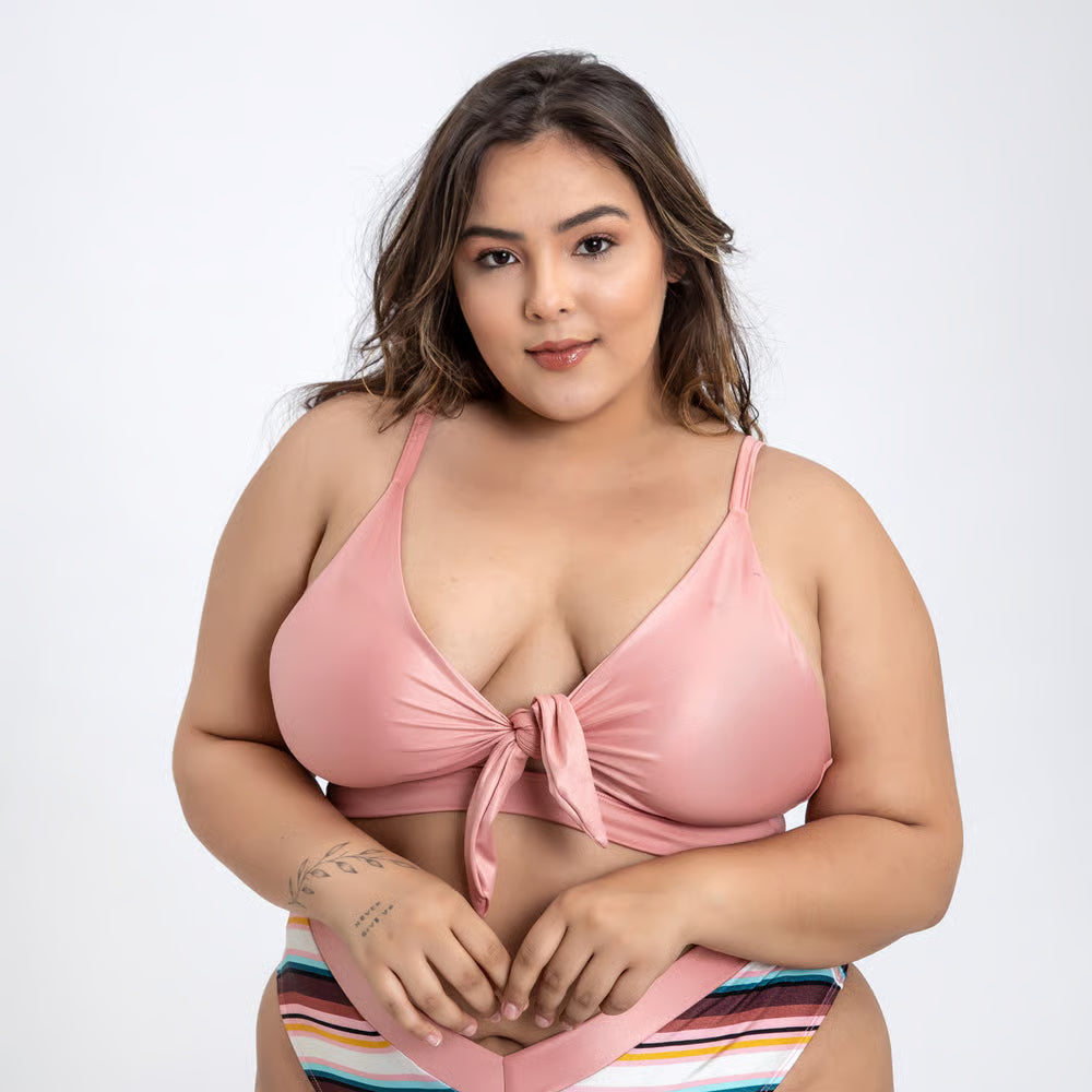 Top Biquíni Plus Size Cropped Maresia Cirrê Rosê