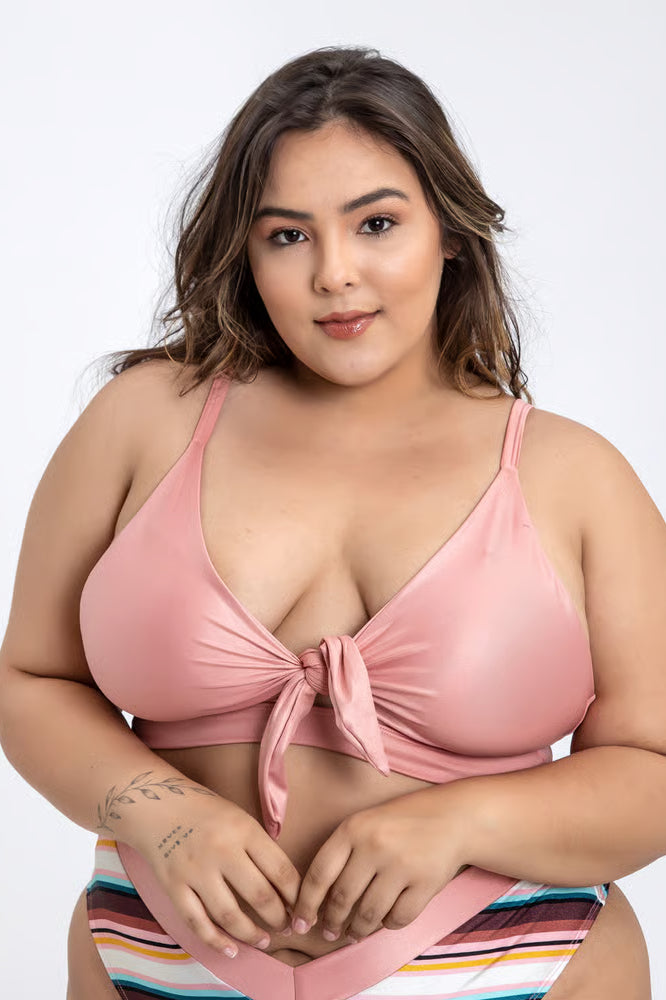 Top Biquíni Plus Size Cropped Maresia Cirrê Rosê