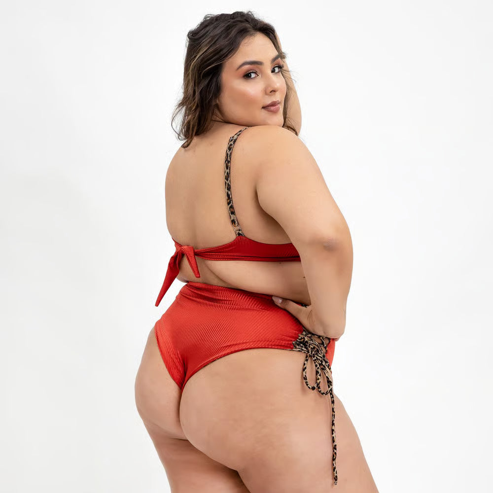Top Biquíni Plus Size Maresia Cropped Canelado Terra Com Oncinha