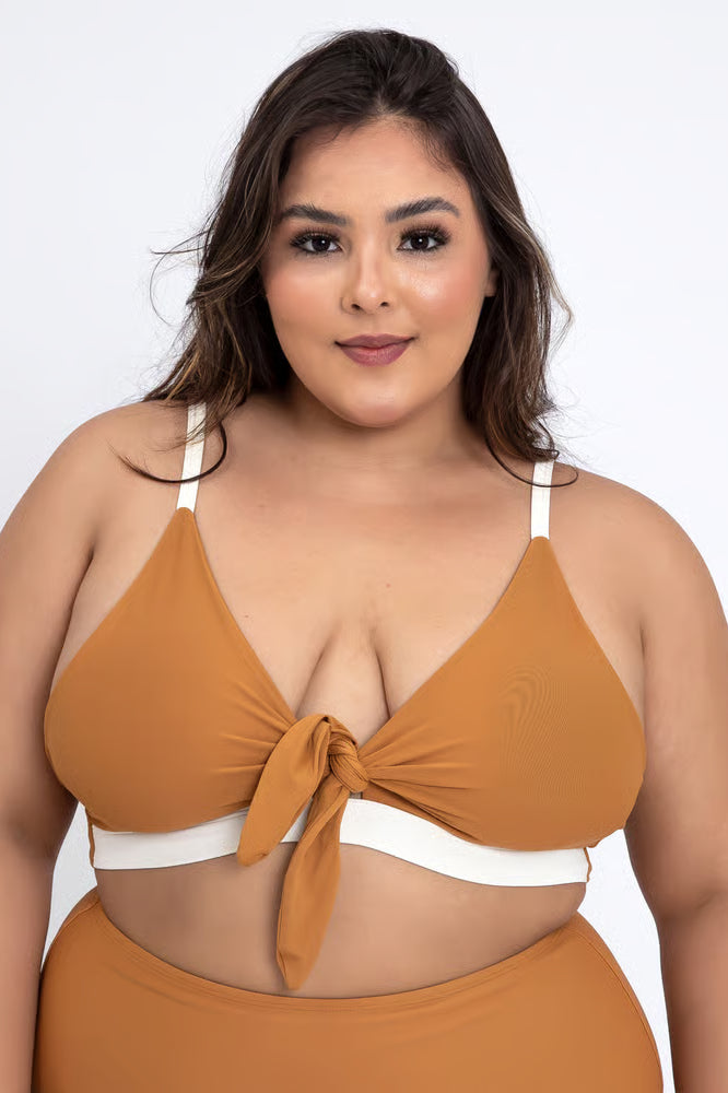 Top Biquíni Plus Size Maresia Marrom Off