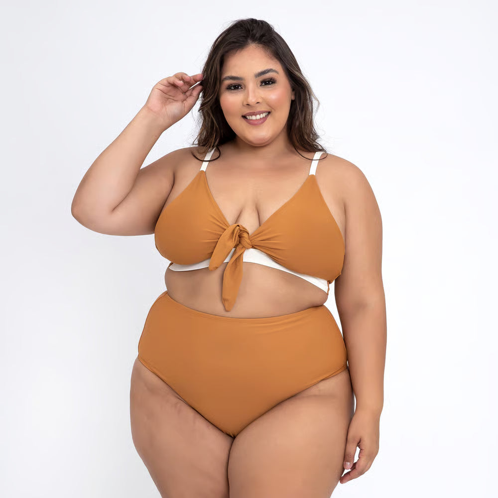 Top Biquíni Plus Size Maresia Marrom Off