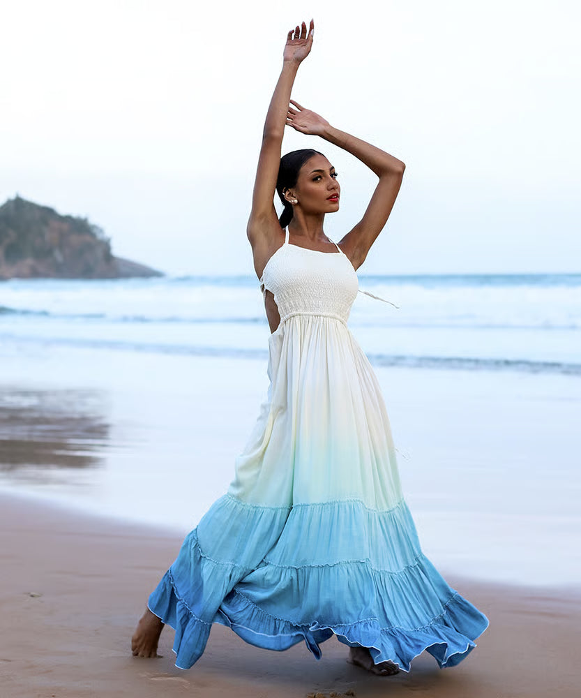 Vestido Longo Yasmin Degradê Azul