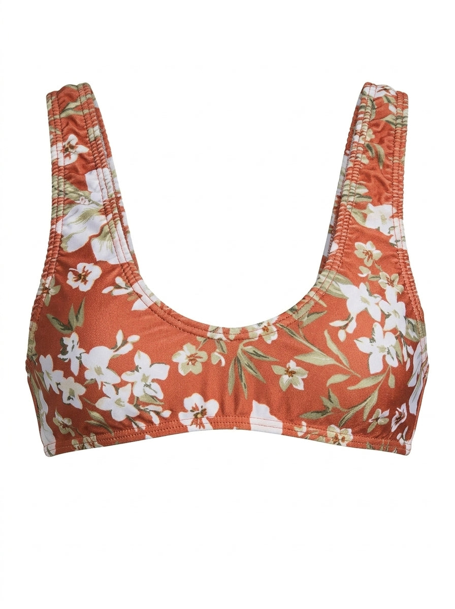 Top Biquíni Cropped De Amarrar Floral Areia