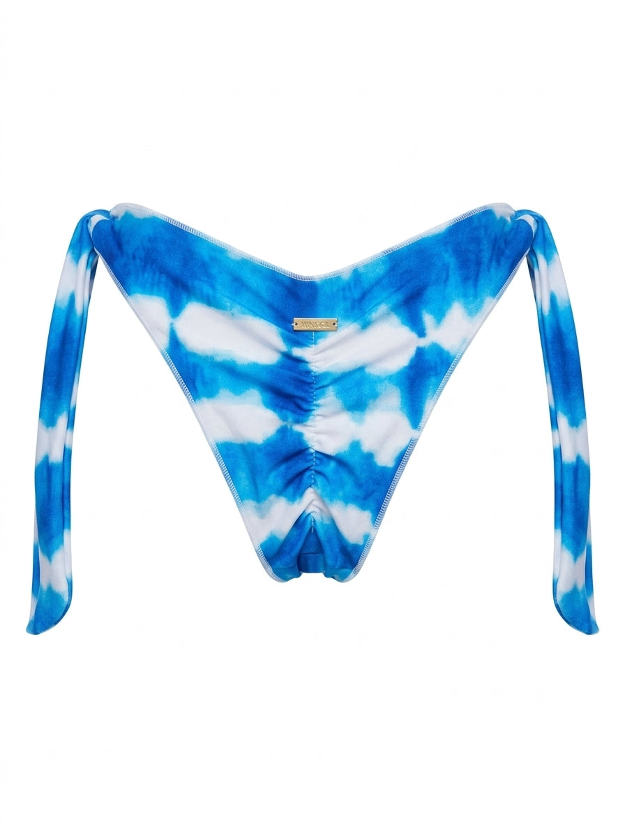 Calcinha De Biquíni Levanta Bumbum De Amarrar Tie Dye Azul