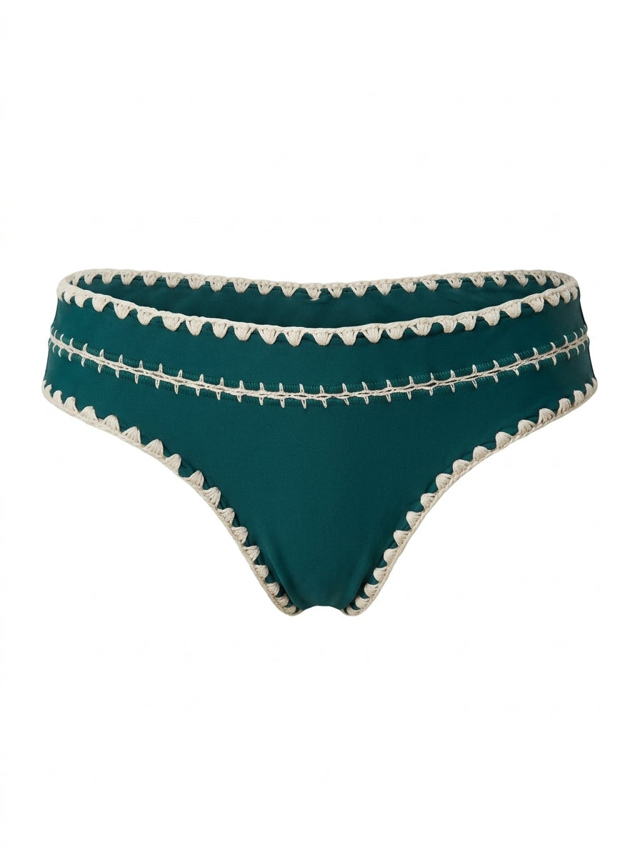 Calcinha De Biquíni Boho Beach Verde Escuro