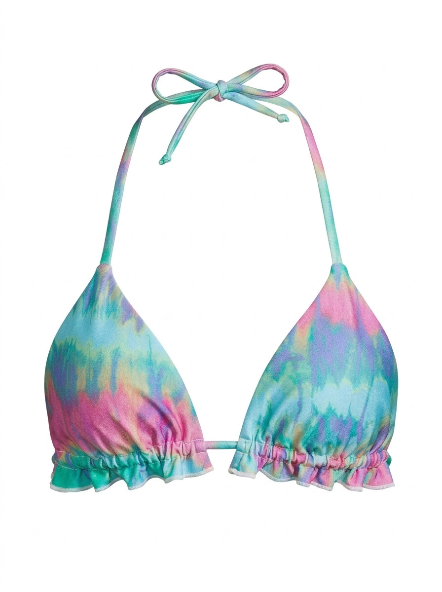 Top Biquíni Cortininha Babados Tie Dye Vibes