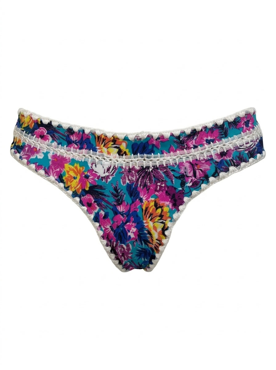 Calcinha De Biquíni Boho Beach Pink Com Azul