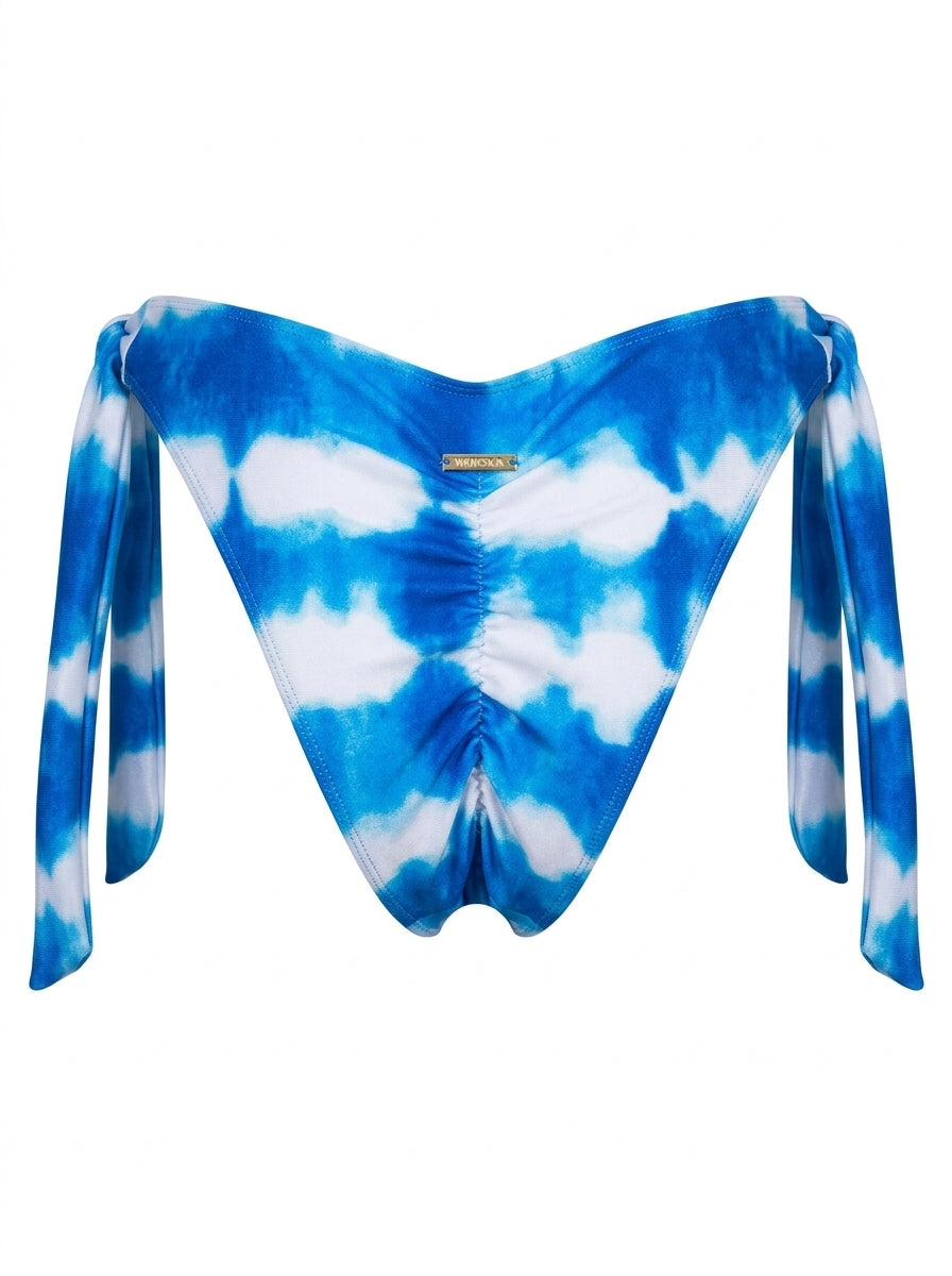 Calcinha De Biquíni Levanta Bumbum De Amarrar Tie Dye Azul