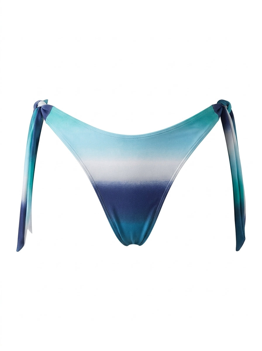 Calcinha De Biquíni Levanta Bumbum De Amarrar Degradê Azul Com Branco