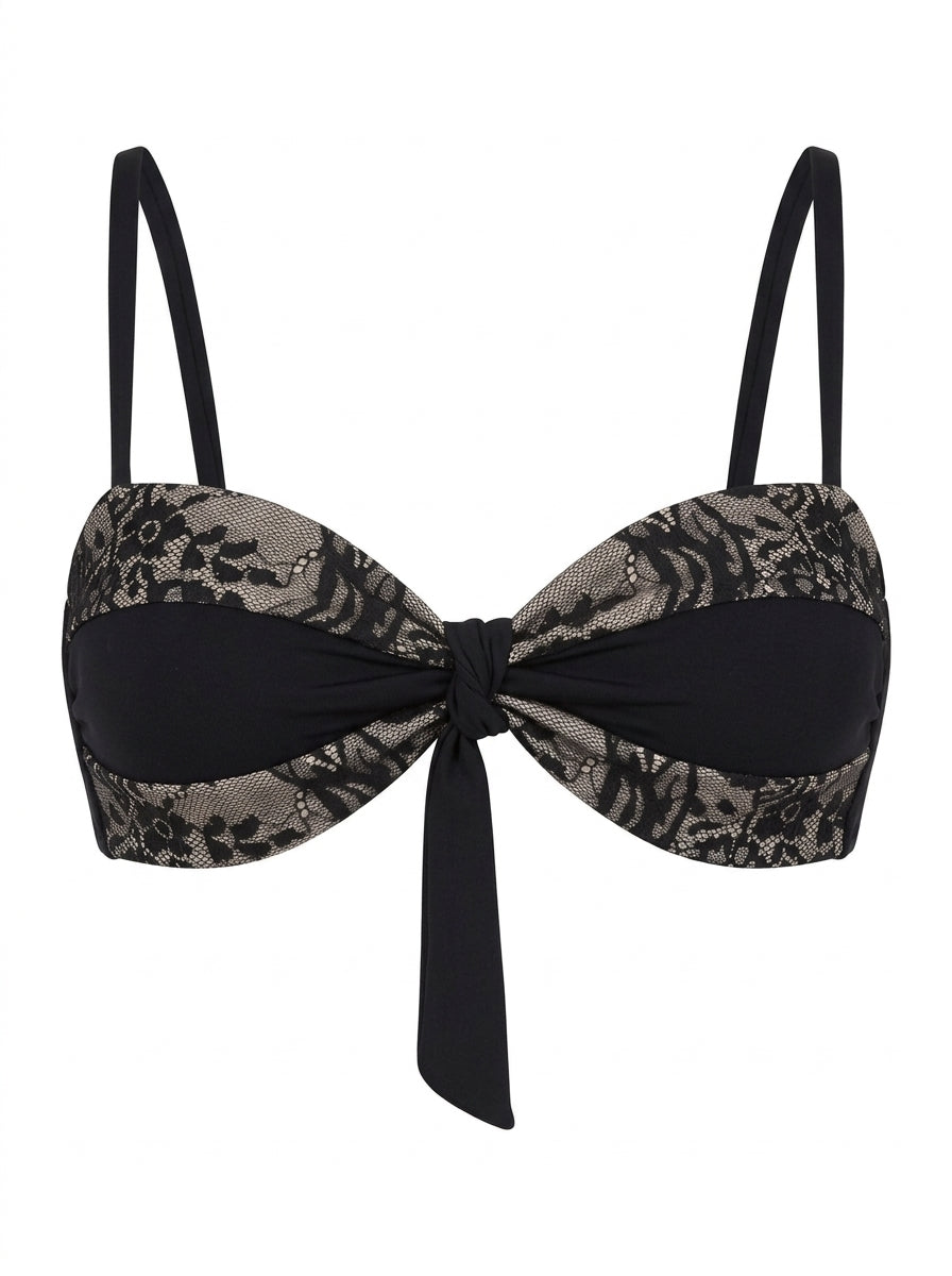 Top Biquíni Lolita Renda Preto Com Preto