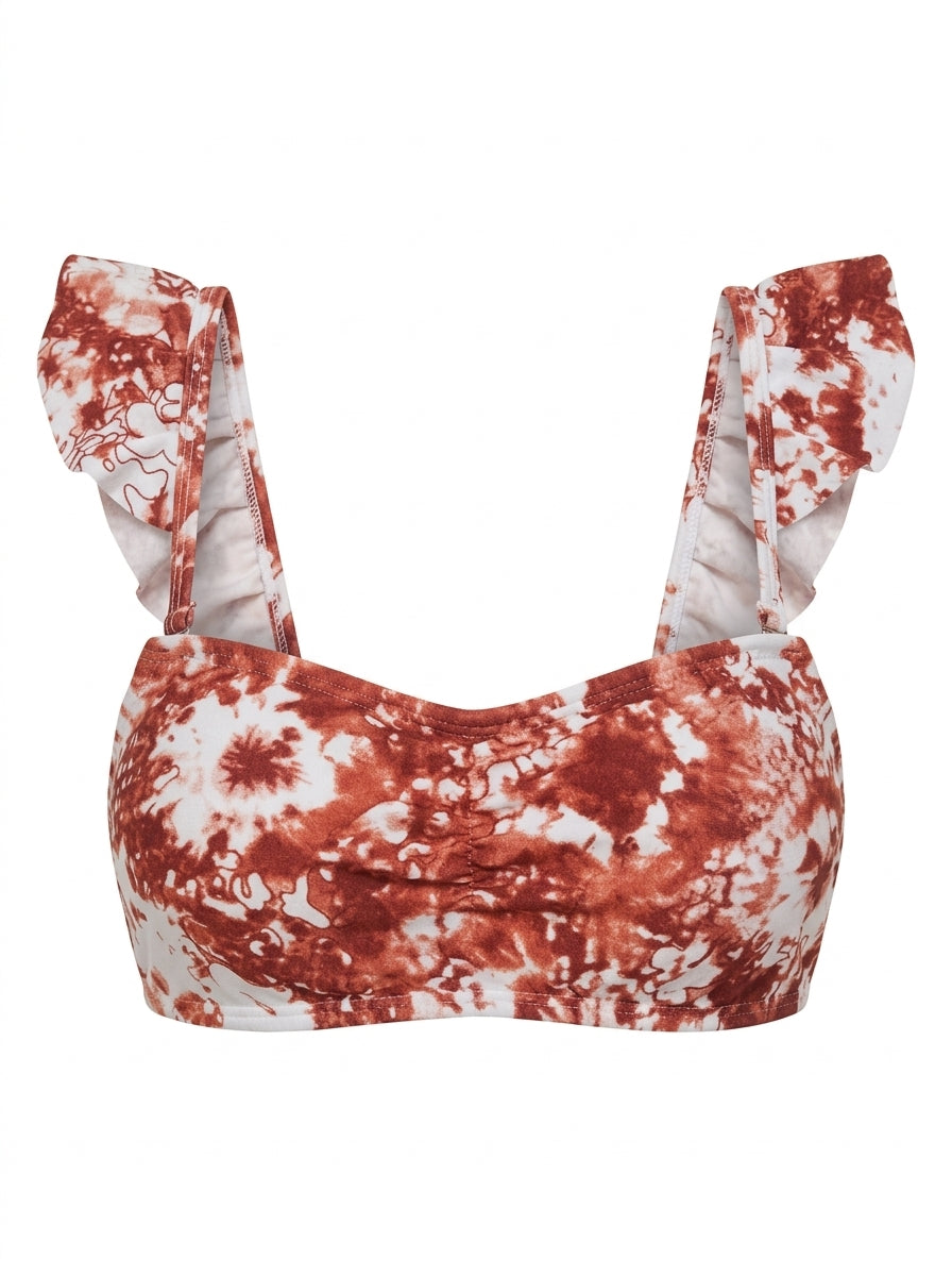 Top Biquíni Ciganinha Babados Tie Dye Terra