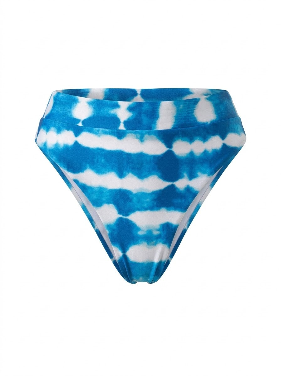 Calcinha De Biquíni Retrô Cavada Tie Dye Azul
