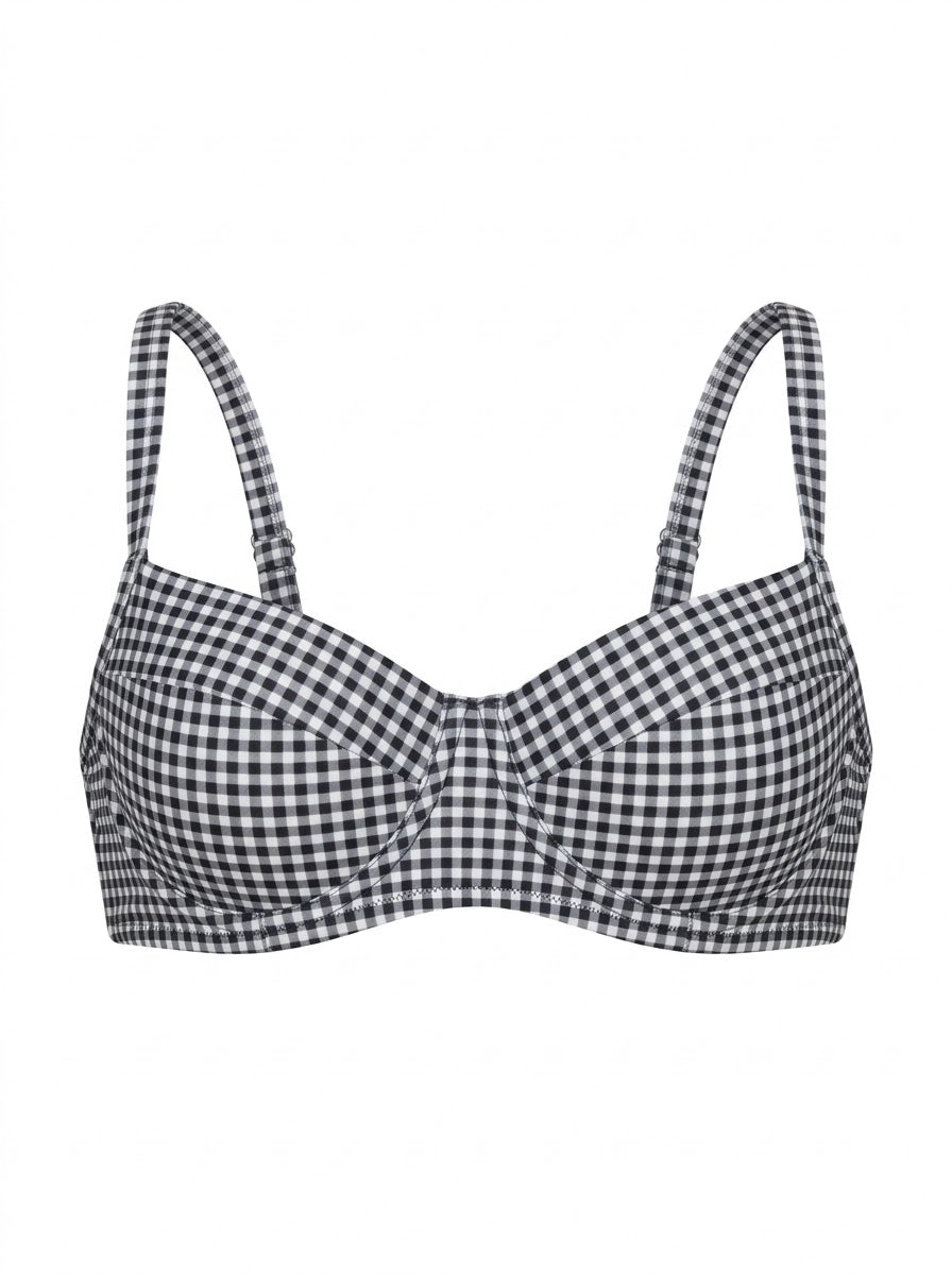 Top Biquíni Plus Size Meia Taça Sem Bojo Xadrez