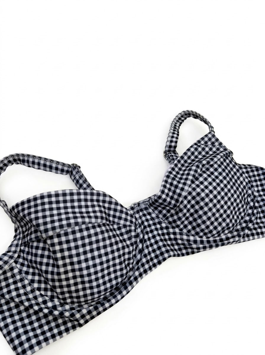 Top Biquíni Plus Size Meia Taça Sem Bojo Xadrez