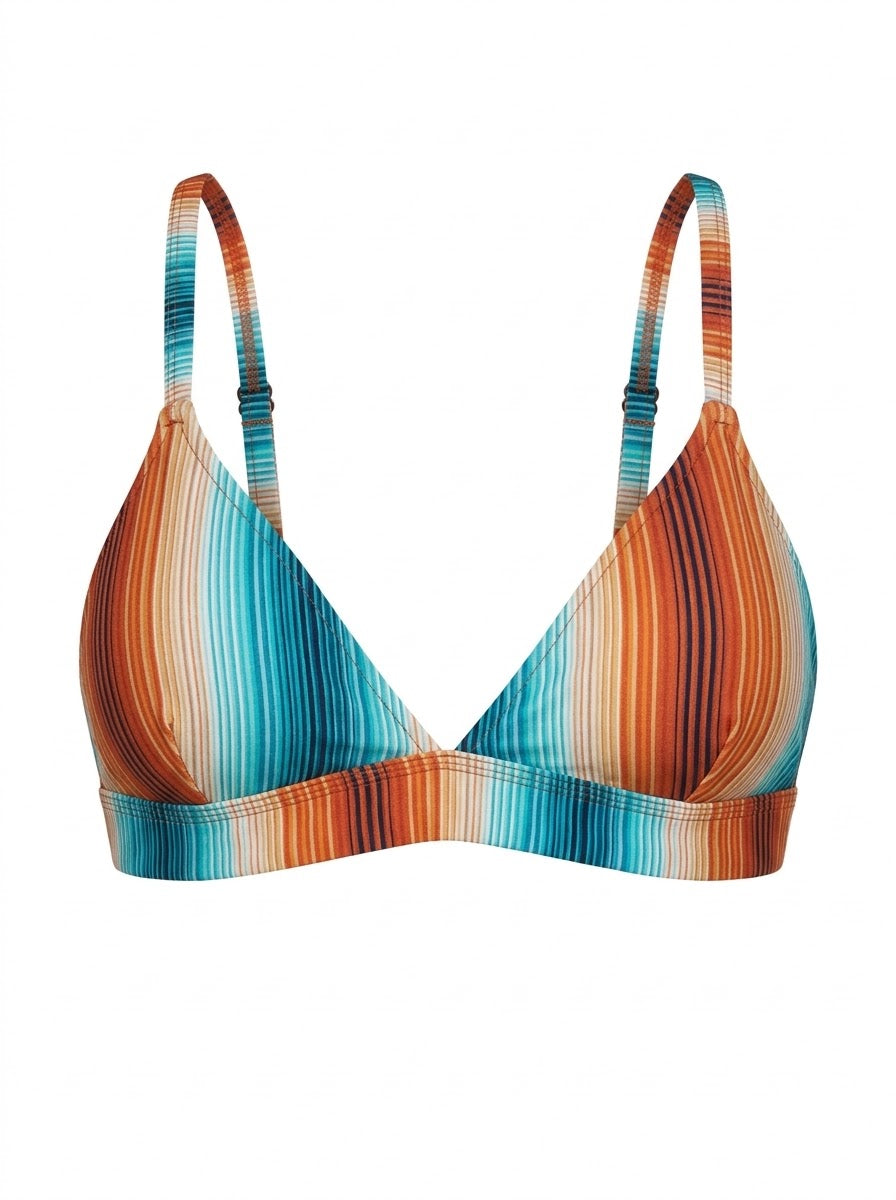 Top Biquíni Plus Size Praieira Tropical Com Listrado