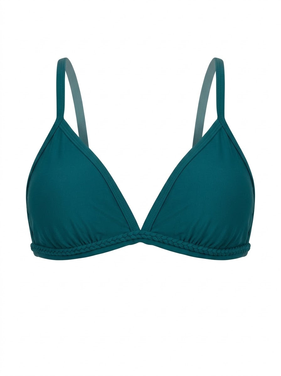 Top Biquíni Plus Size Triângulo Trancinha Verde Escuro