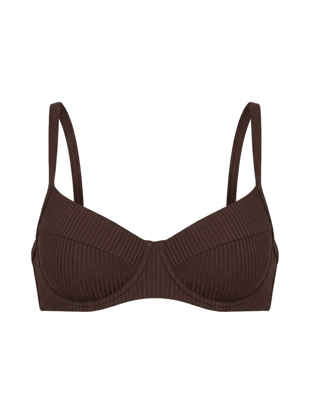 Top Biquíni Plus Size Meia-Taça Cacau Texturizado