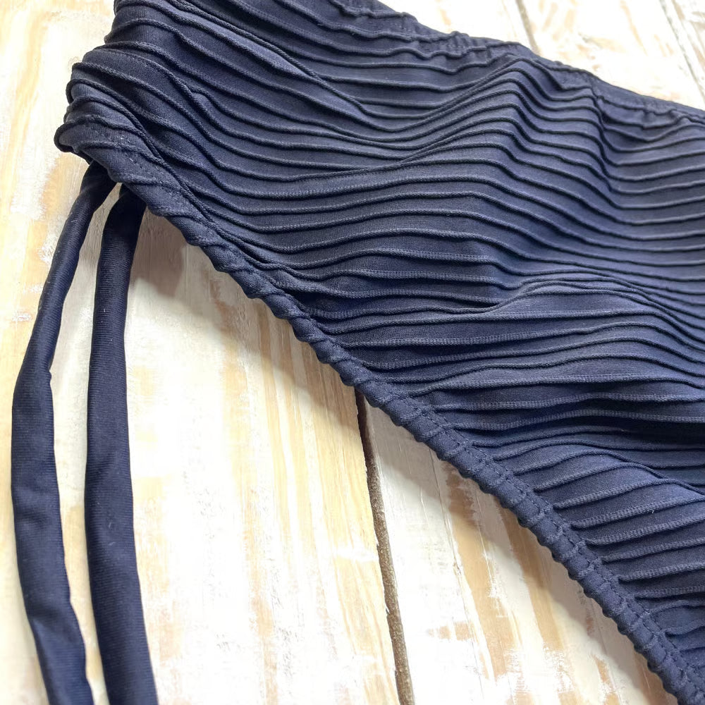 Calcinha De Biquíni Plus Size Tangão Tiras Texturizado Preto