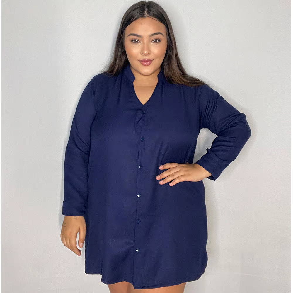 Chemise Azul Marinho Plus Size