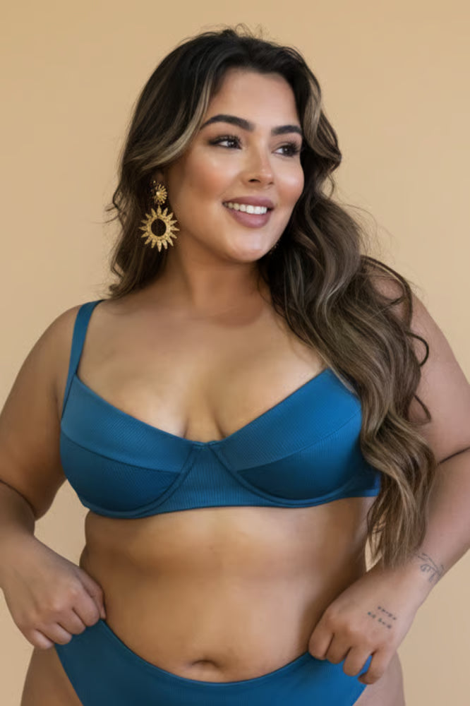 Top Meia-Taça Plus Size Petróleo