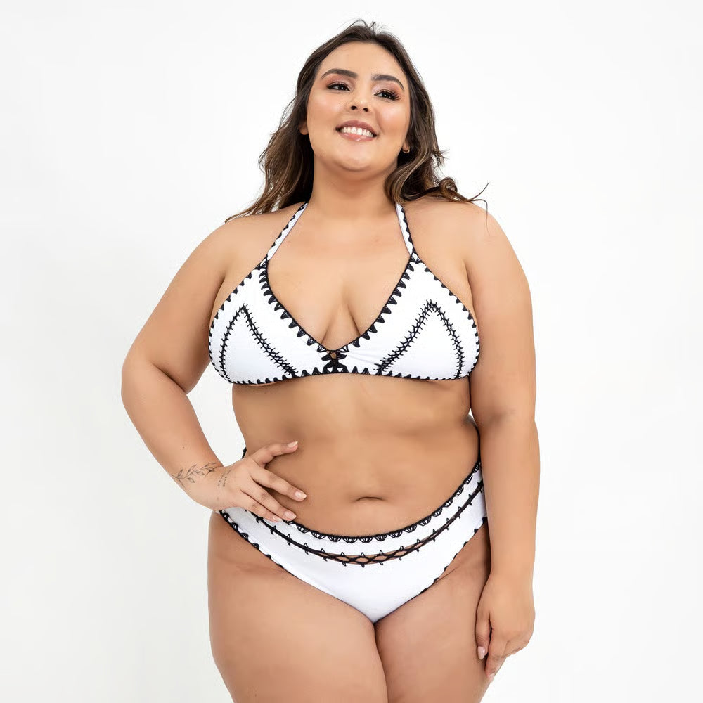 Top Biquíni Plus Size Boho Beach Branco