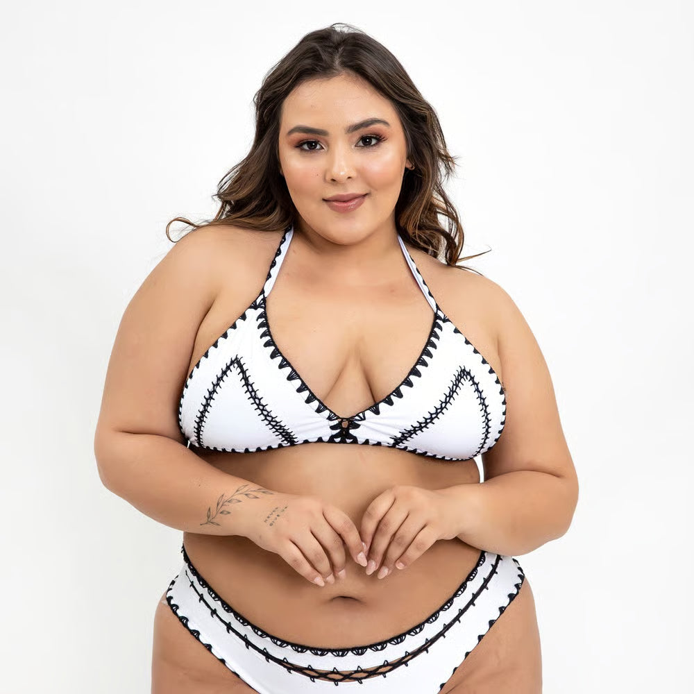 Top Biquíni Plus Size Boho Beach Branco