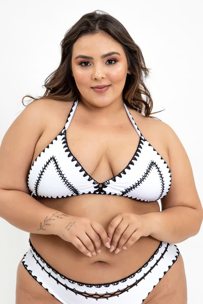 Top Biquíni Plus Size Boho Beach Branco