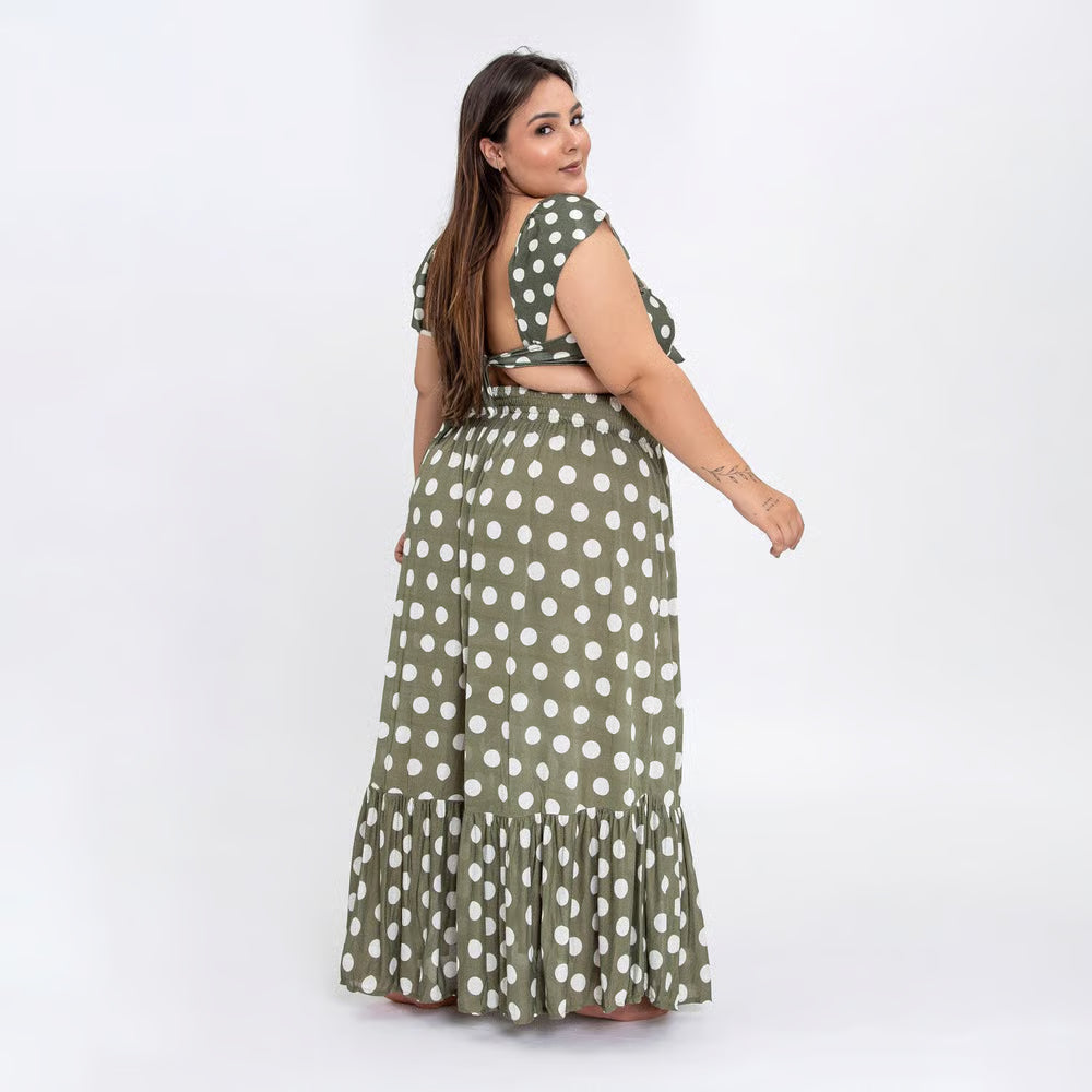 Saia Maya Plus Size Poá Militar