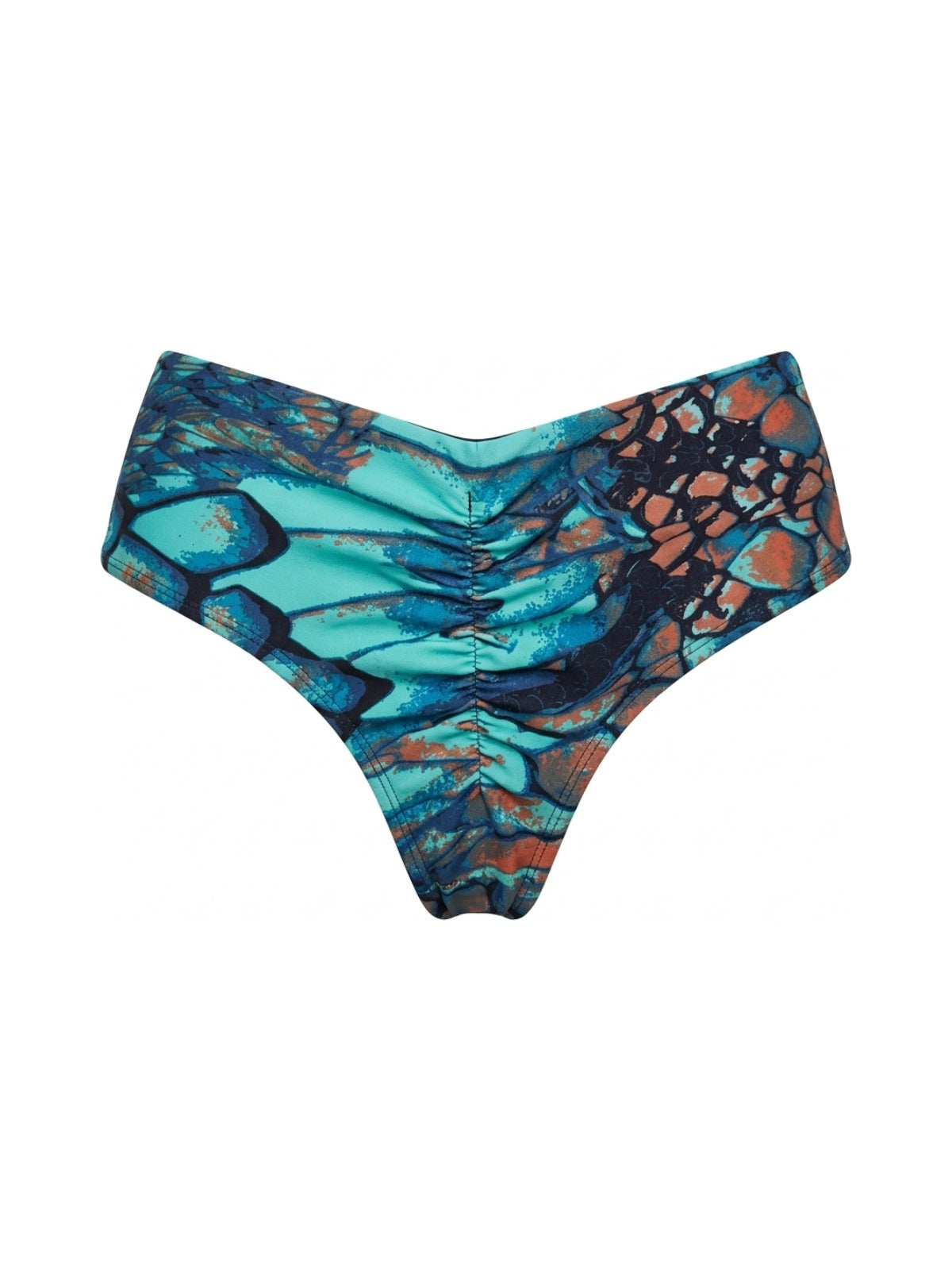 Calcinha De Biquíni Short Dupla Face Escamas Mar Com Marinho