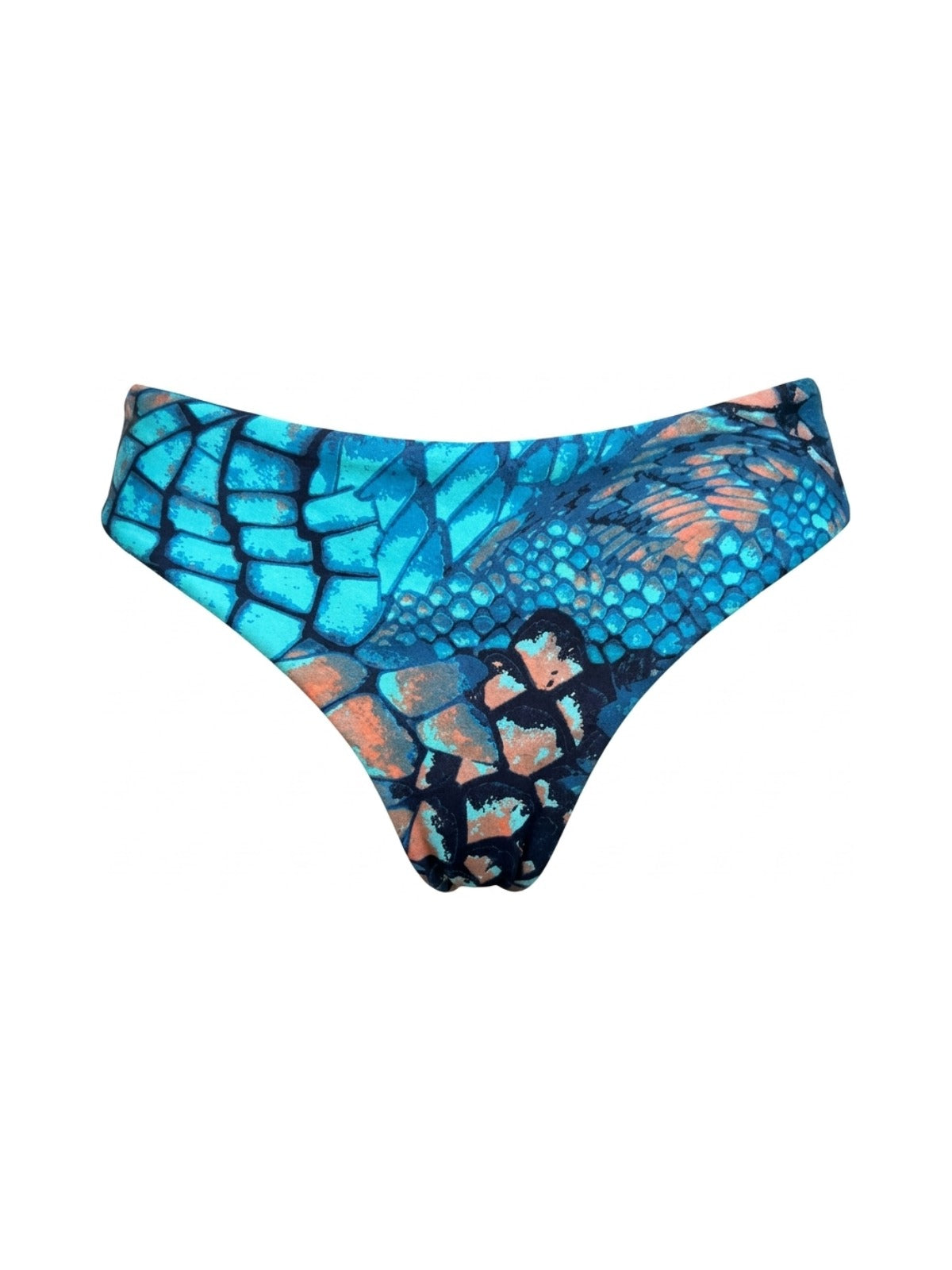 Calcinha De Biquíni Short Dupla Face Escamas Mar Com Marinho