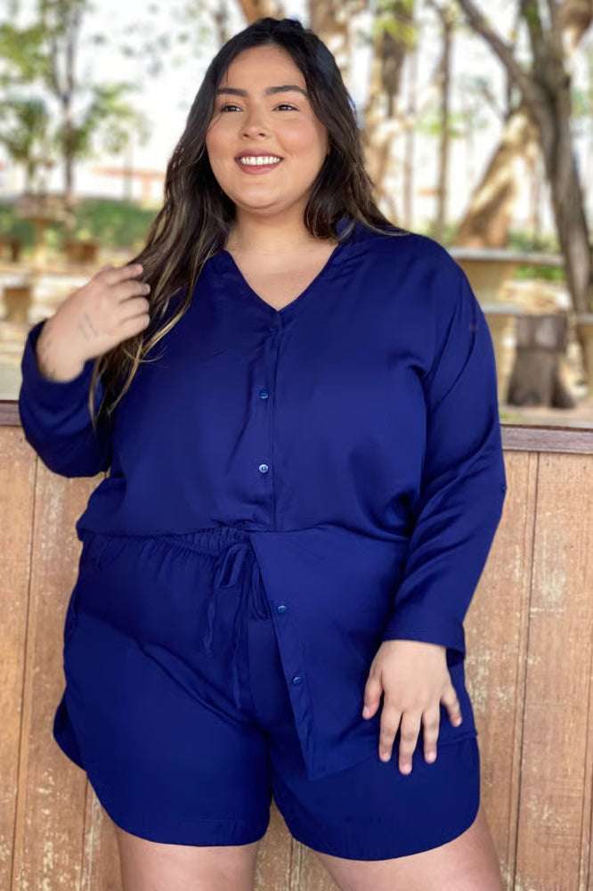 Short Petra Plus Size Azul Marinho