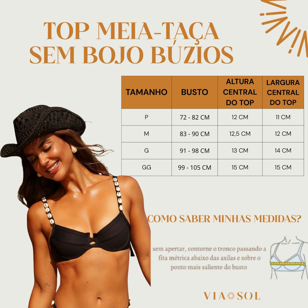 Top Biquíni Meia-Taça Búzios Preto