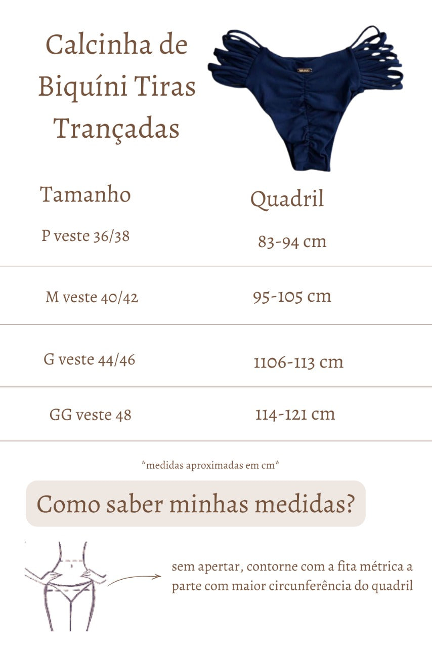 Calcinha Biquíni Levanta Bumbum Tiras Trançadas Preta