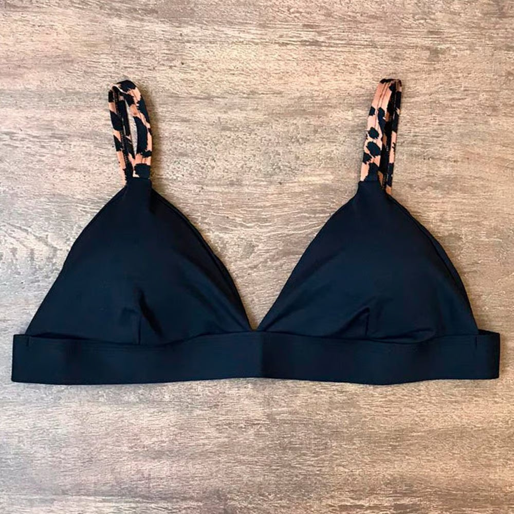 Top Praieira Plus Size Preto/ Onça