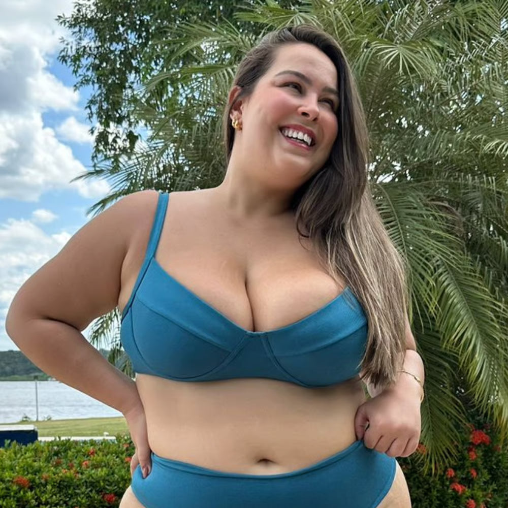 Top Meia-Taça Plus Size Petróleo