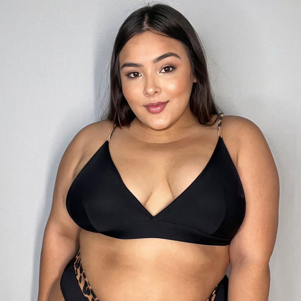 Top Praieira Plus Size Preto/ Onça