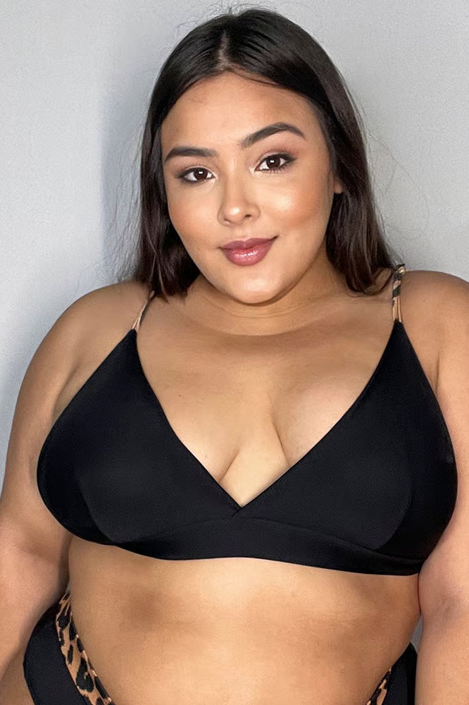 Top Praieira Plus Size Preto/ Onça